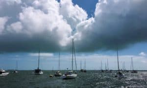 boat anchorage with many boats in it