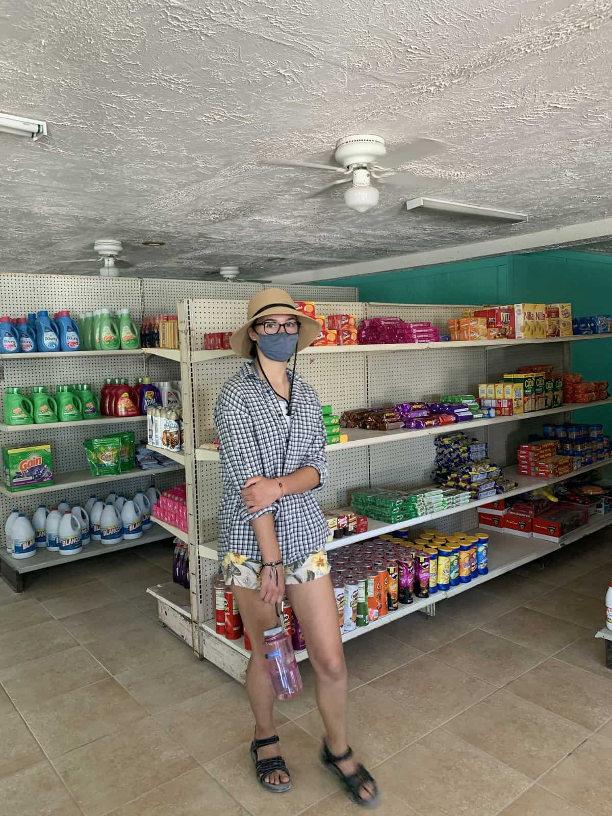A girl at the local grocery shop, in Great Harbour Cay
