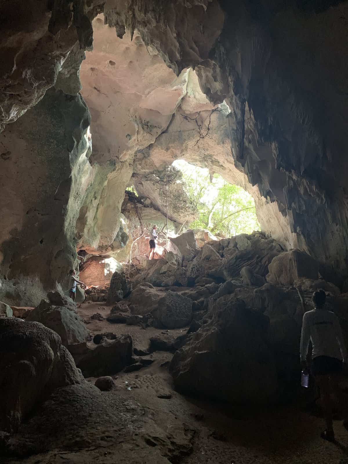 A famous cave in Los Haitises, with ancient cave drawings inside. 
