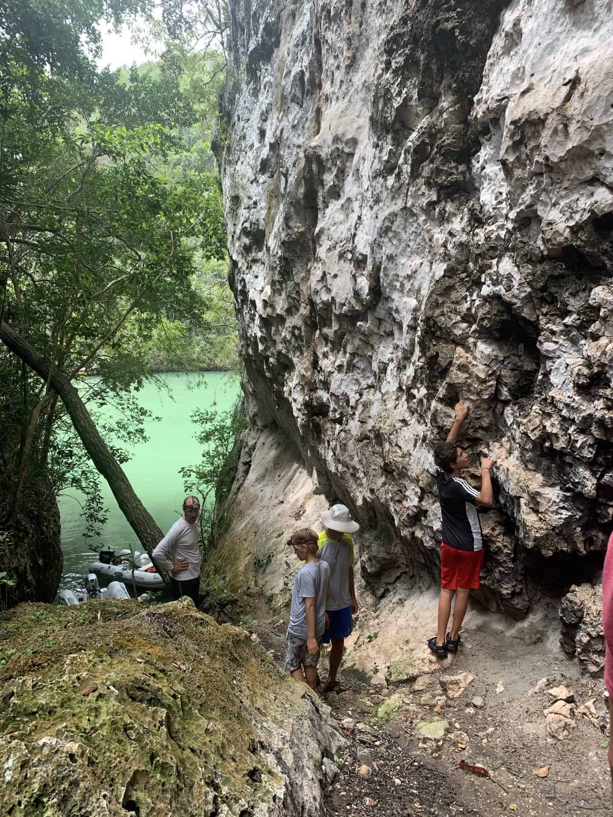 Exploring a cave in Los Haitises National Park, Dominican Republic.