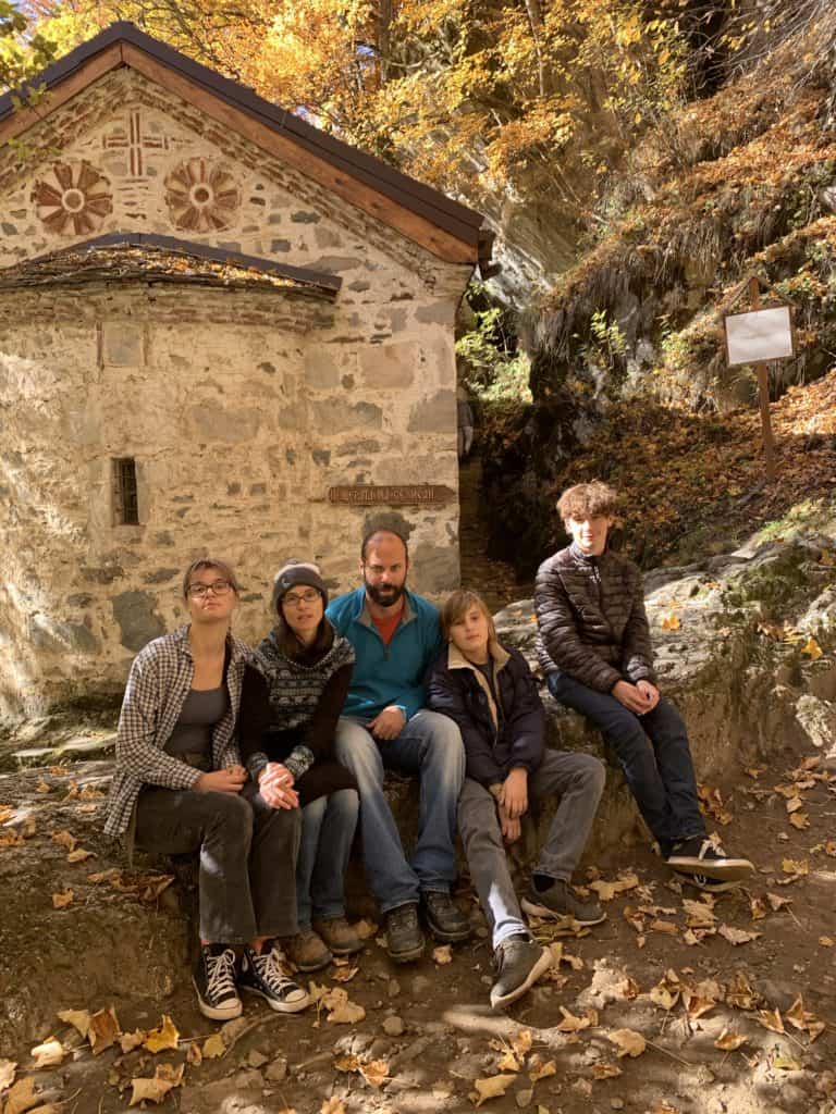 Our full-time sailing and traveling family in Bulgaria, above Rila monastery