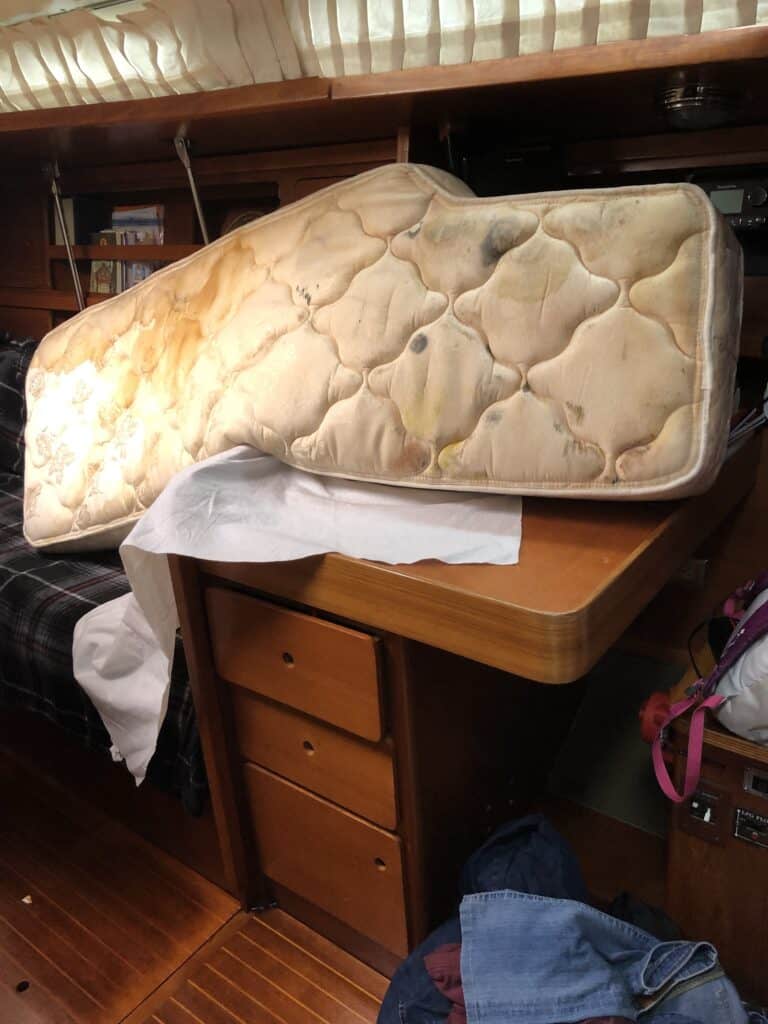 moldy mattress on a boat
