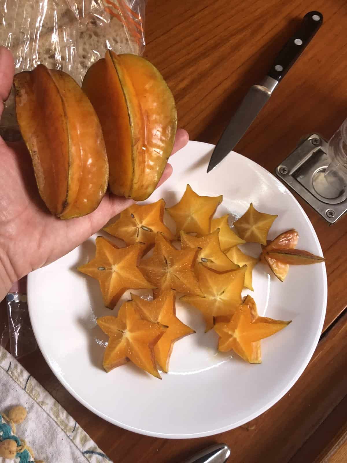 cut up star fruit
