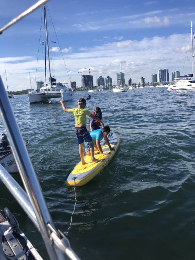 paddling board at Dinner Key Marina
