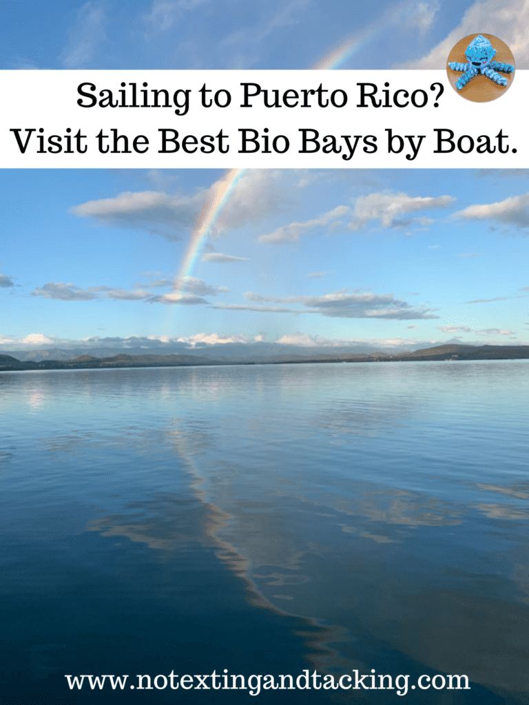 pinterest pin of rainbow anchorage with the title - visit the best bio bays by boat as a banner across