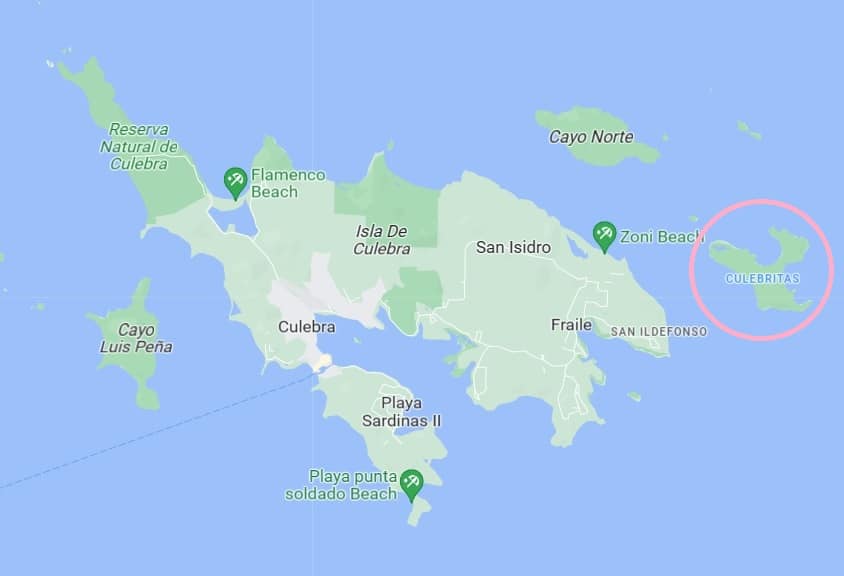 map showing the island of culebrita